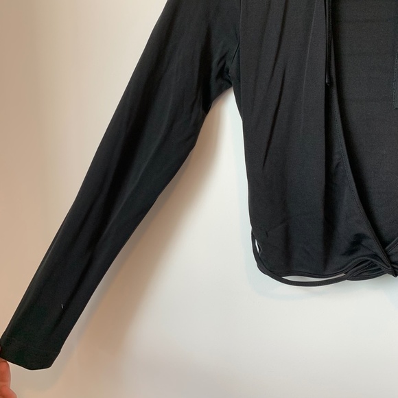 BCBG Black Front Tie Wrap Crop Long Sleeve Shirt - Picture 2 of 5